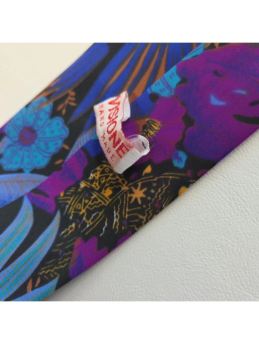 Men's Floral Patterned Silk Tie in Blue and Purple